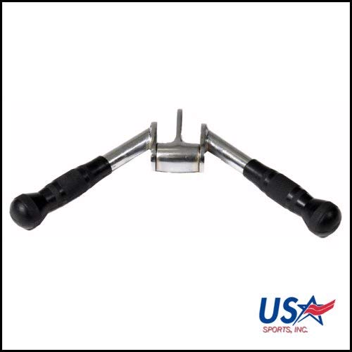 USA Sports by Troy Barbell Tricep Press Down V Bar Cable Attachment with Rubber Grips and Swivel